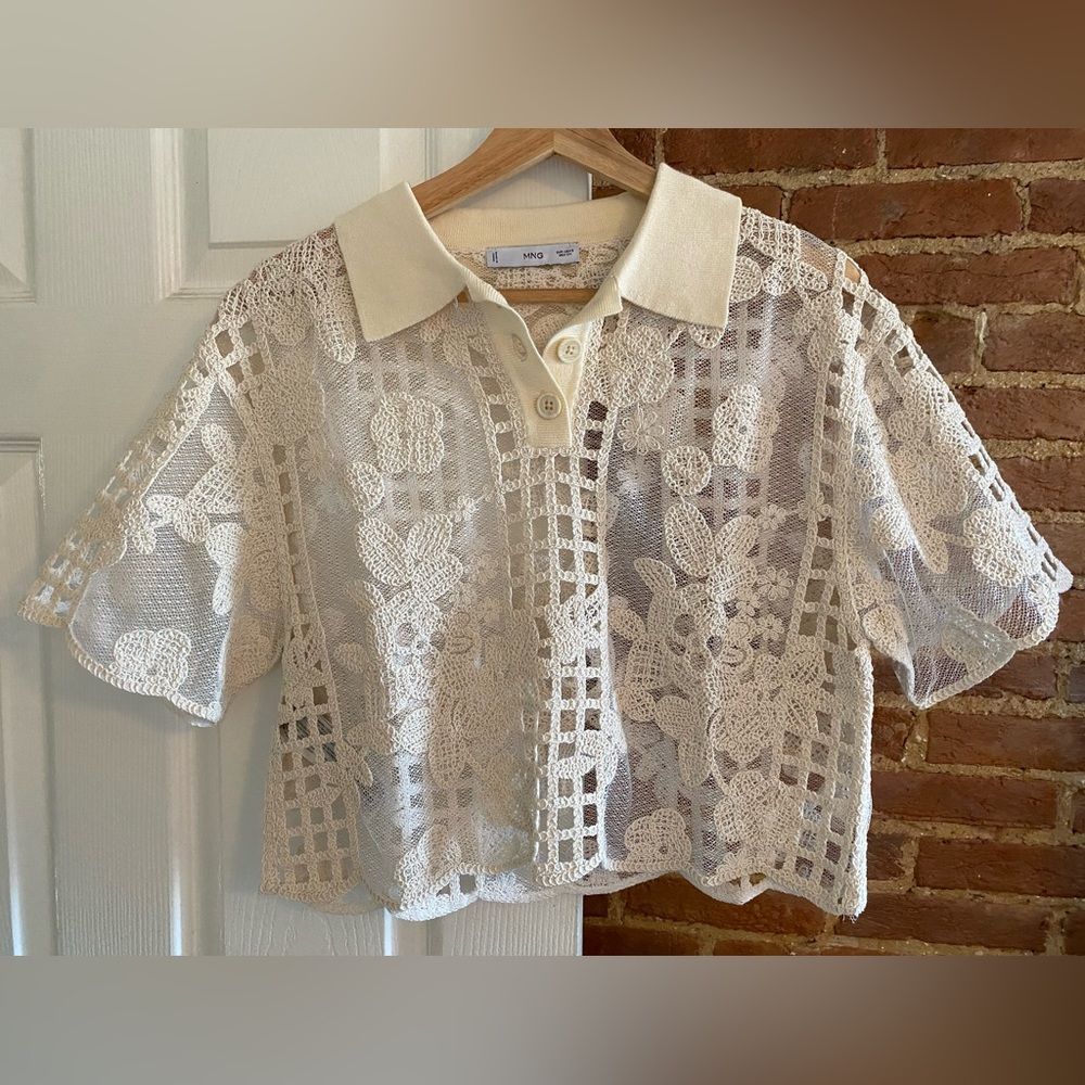 Mango Embroidered Lace Blouse - New Without Tags